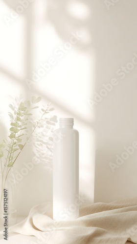 Minimalist still life with product bottle