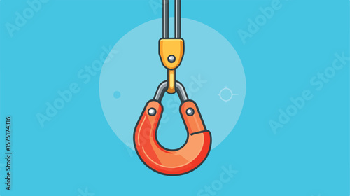 Industrial Crane Hook Flat Vector Icon Design