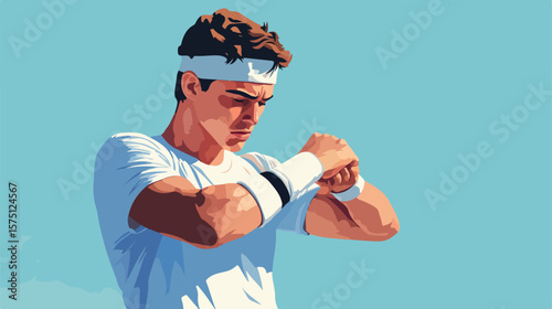 Injured Young Sporty Man Wearing Headband in Pain