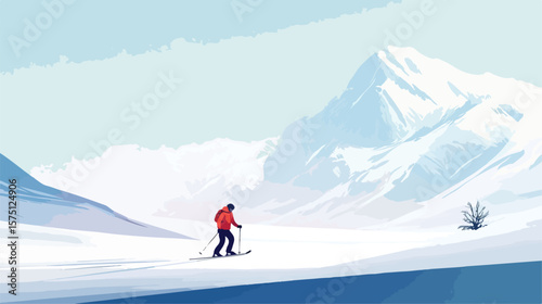 Professional Winter Skiing Flat Vector Illustration for Design Projects