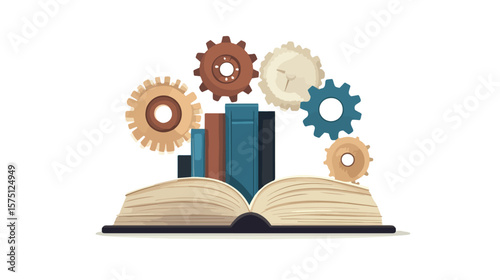 Isolated Ebook Gears and Computer Vector Design