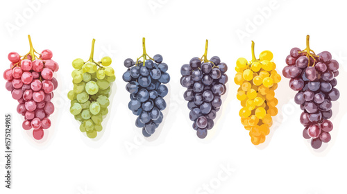 Vibrant Isolated Grapes Illustration on White Background