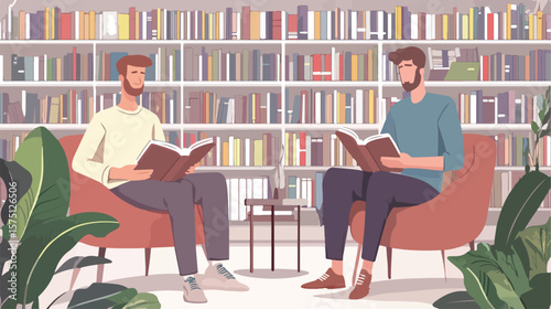 Men Studying Wisdom in Library