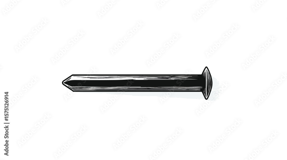 Black and White Metal Nail Flat Vector Icon for Design Projects Black and White Metal Nail Flat Vector Icon for Design Projects