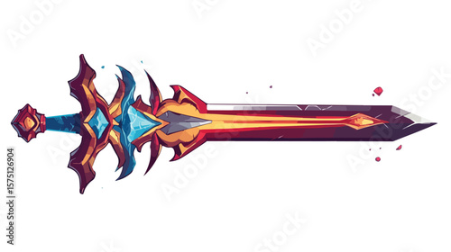 Medieval Metal Knight Sword on White Background for Graphic Design