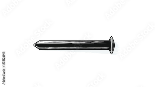 Black and White Metal Nail Flat Vector Icon for Design Projects