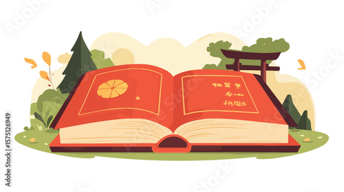 Japanese Bankbook Flat Vector Design Isolated