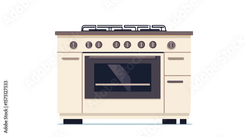 Modern Kitchen Stove Flat Vector Illustration Isolated