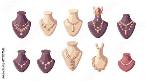 Fashionable Model Jewelry Dummy Flat Vector Design Isolated