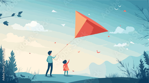 Whimsical Kite and Childhood Design Vector Illustration