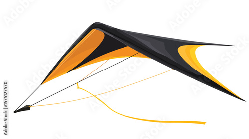 Colorful Kite with Yellow Tail Vector Illustration on White Background