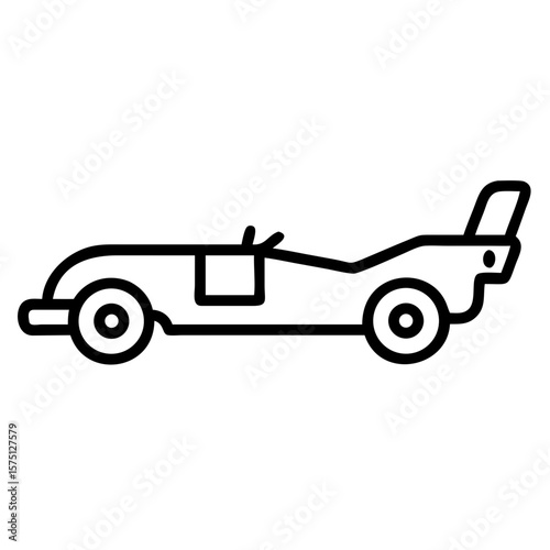 Minimalist Outline of a Hot Rod Car Side View

