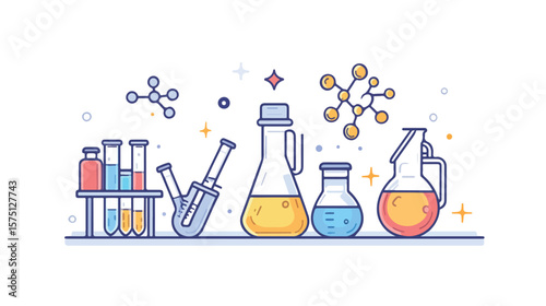 Laboratory Flask Flat Vector Icon and Clip Art for Science Projects and Education Materials