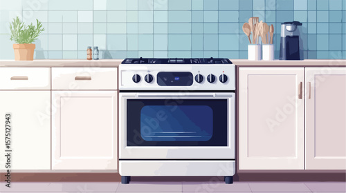 Modern Kitchen Appliance Stove Oven Illustration