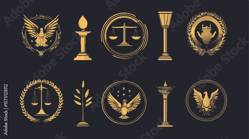 Professional Lawyer Logo Set Flat Vector Illustration