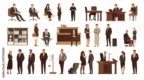 Professional Legal Characters in Courtroom Setting with Lawyer and Legal Debate