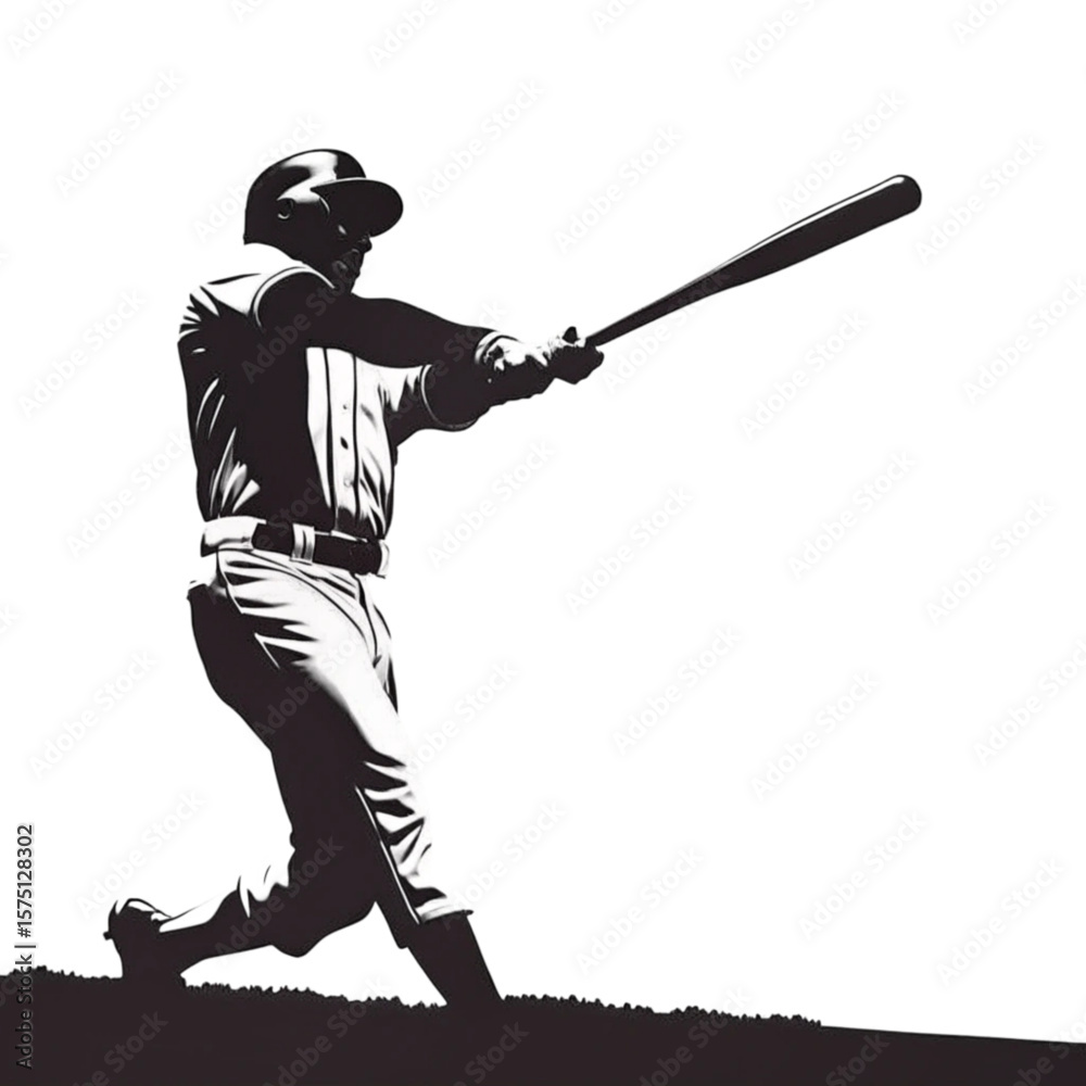 Obraz premium baseball player hitting ball silhoutee 
