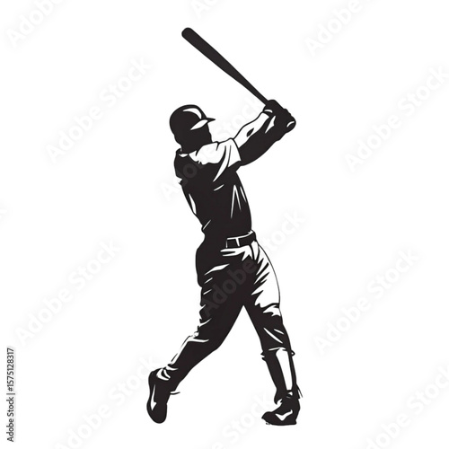 baseball player hitting ball silhoutee 