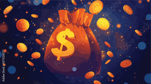 Financial Success Concept with Money Bag and Dollar Symbol
