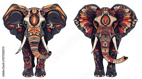 Giant Elephant Monster Vector on White Background
