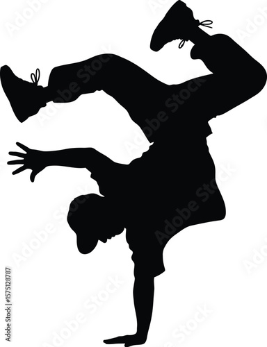 Dynamic Breakdancer Silhouette, Hip-Hop Culture and Urban Dance Illustration