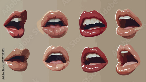 Expressive lips displaying body language emotions for stock photos