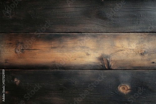 Close-up of burnt and charred wooden planks showing natural wood grain with dark and light contrasting textures