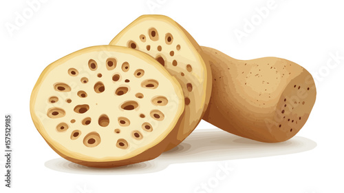 Fresh Lotus Root Whole and Sliced: Traditional Asian Produce