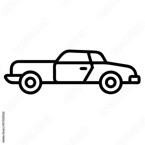 Retro Vintage Coupe Car Outline Side View