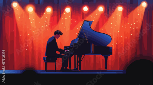 Mesmerizing Musician Playing Piano On Stage