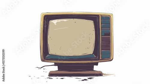 Vintage Computer Monitor Flat Style Design Isolated Vector