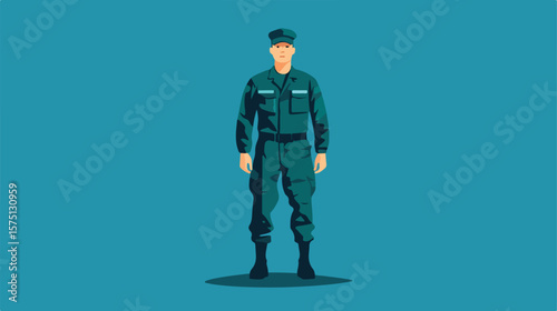 Military Uniform Soldier Standing Strong in Solo Portrait