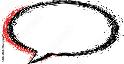 Grunge style speech bubble with red and black outline