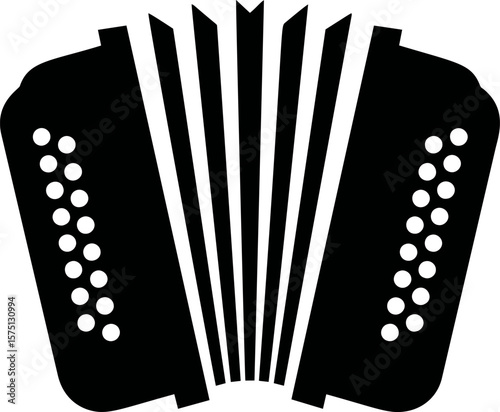 Black accordion silhouette with buttons in a simple design illustration