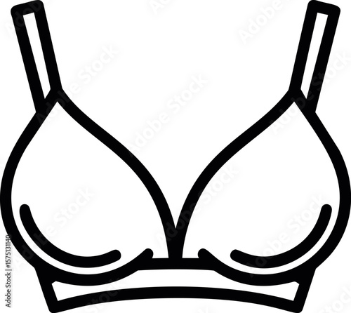 Minimalist black and white bra icon, vector illustration