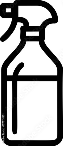 Black line drawing of a cleaning spray bottle icon