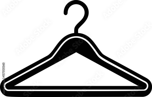 Black and white illustration of a clothes hanger with a simple design