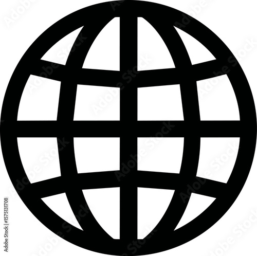 Black and white globe icon representing internet connectivity