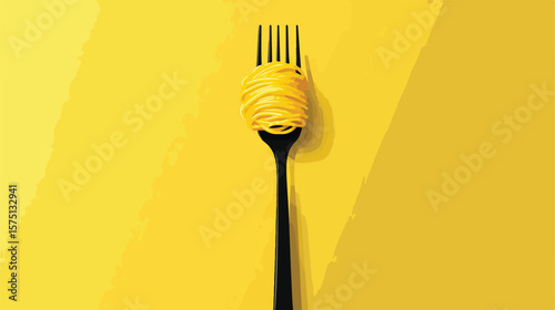 Delicious Italian Pasta Roll on Fork Close-up Photography