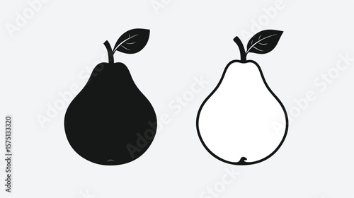 Modern Black and White Pear Flat Vector Icon for Designers