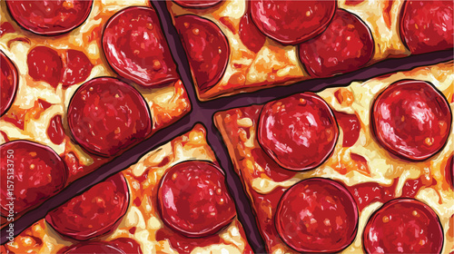 Hand-drawn Colorful Pepperoni Slices Sketch Illustration