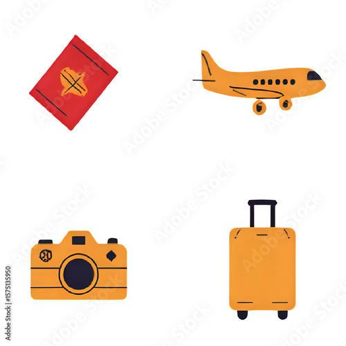 set of travel icons