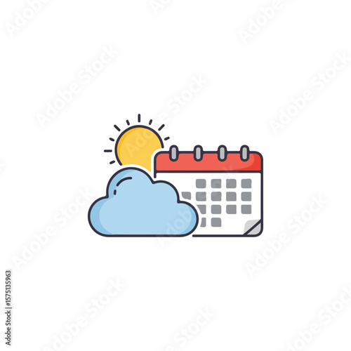 Weather Calendar icon – Weather Changes flat Vector illustration