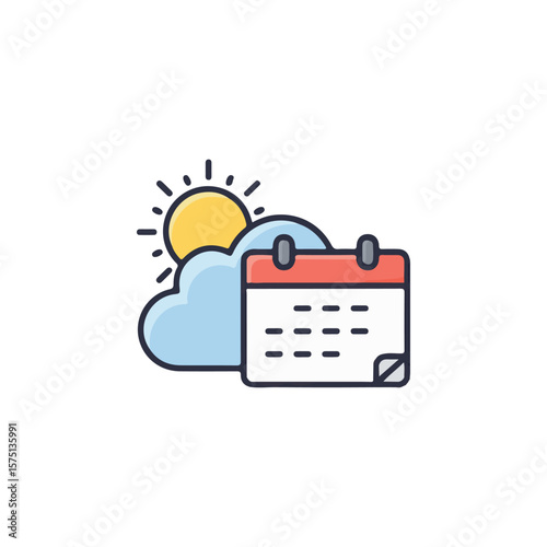 Weather Calendar icon – Weather Changes flat Vector illustration