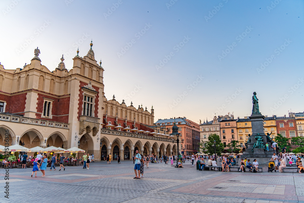 Obraz premium Main Market Square at the Old Town in Krakow, Poland
