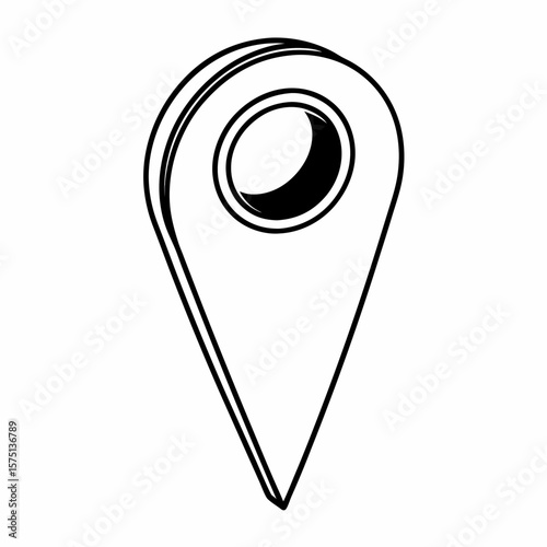 Isolated Black Outline Map Pin Location Icon