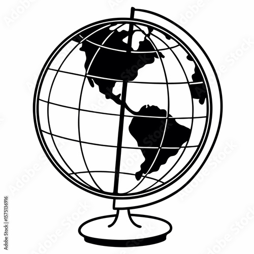 Outline Globe with Latitude and Longitude Lines Illustration
