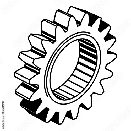 Outline Gear Icon for Industrial Concept
