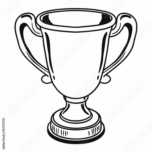 Outline illustration of a trophy cup with handles isolated