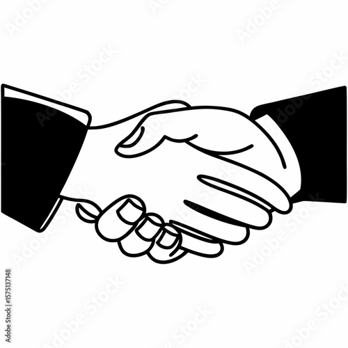 Isolated handshake outline icon representing partnership and agreement